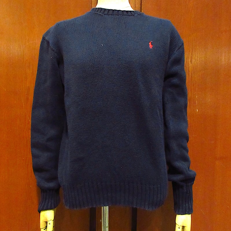 ビンテージ90's○POLO SPORTコットンニットクルーネックセーター紺size