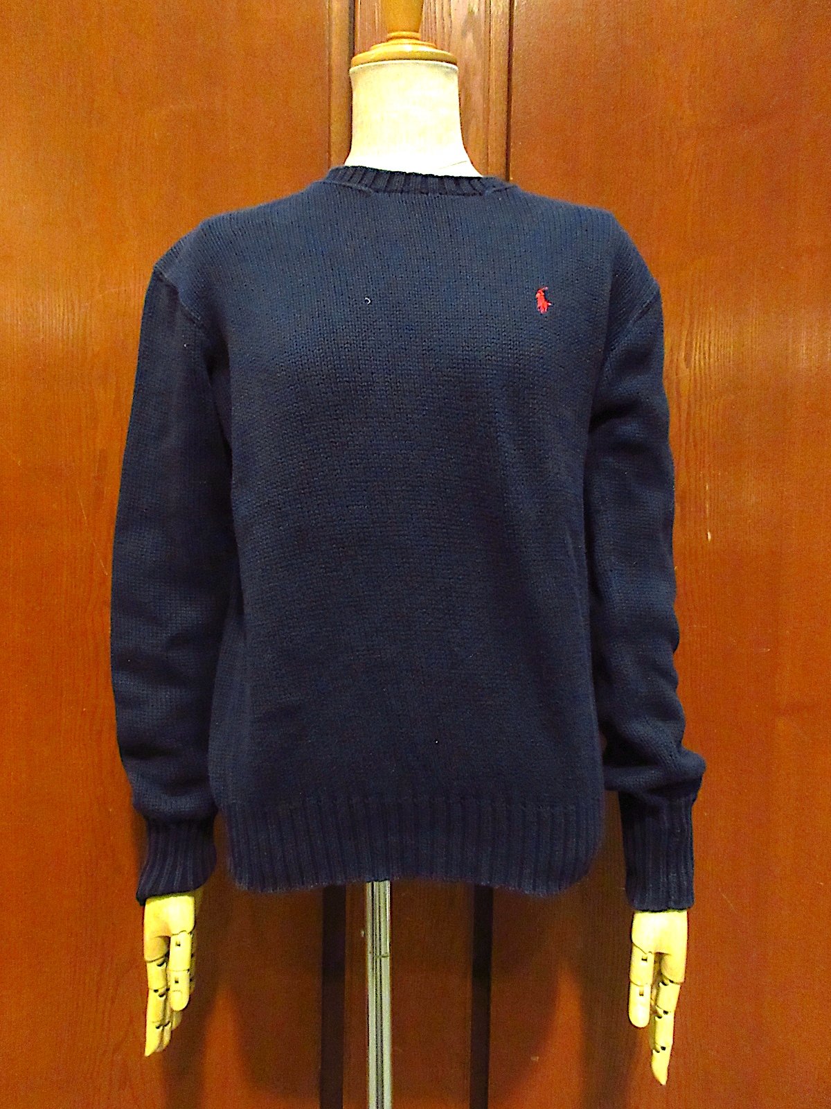 ビンテージ90's○POLO SPORTコットンニットクルーネックセーター紺size 