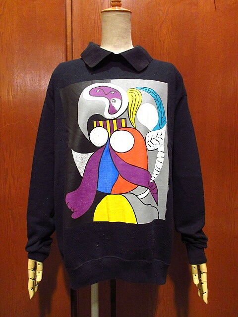 ビンテージ90's○Pablo Picasso襟付きスウェット黒size L○201214f4...