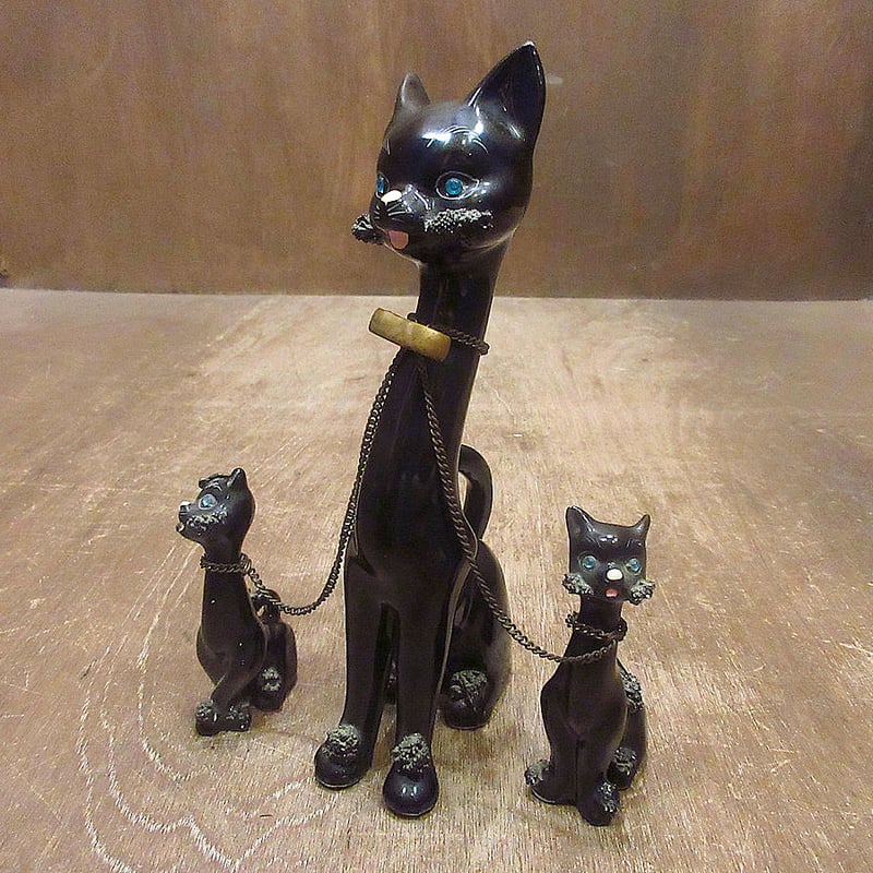 ビンテージ50's○セラミックキャットオブジェ3点セット ビンテージ50's○セラミックキャットオブジェ3点セット