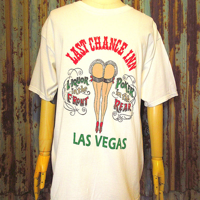 ラスベガス LAST CHANCE INN Tシャツ Lサイズ 2000's○LAST CHANCE INN LAS VEGASプリントTシャツ白size L