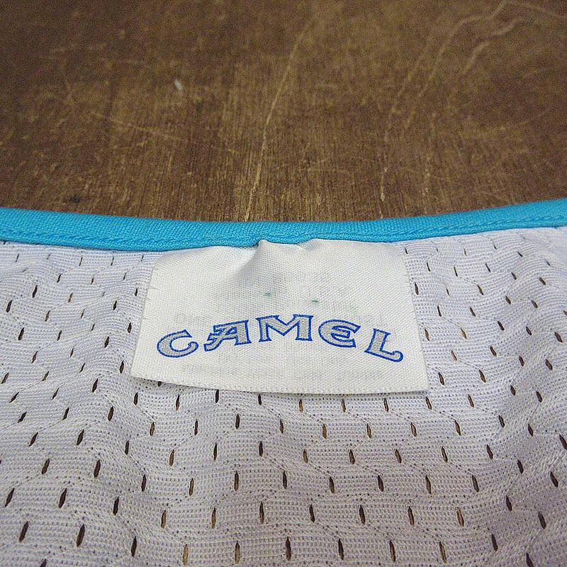 ビンテージ90's○CAMEL Joe's BEACHプリントタンクトップ白×水色○23060