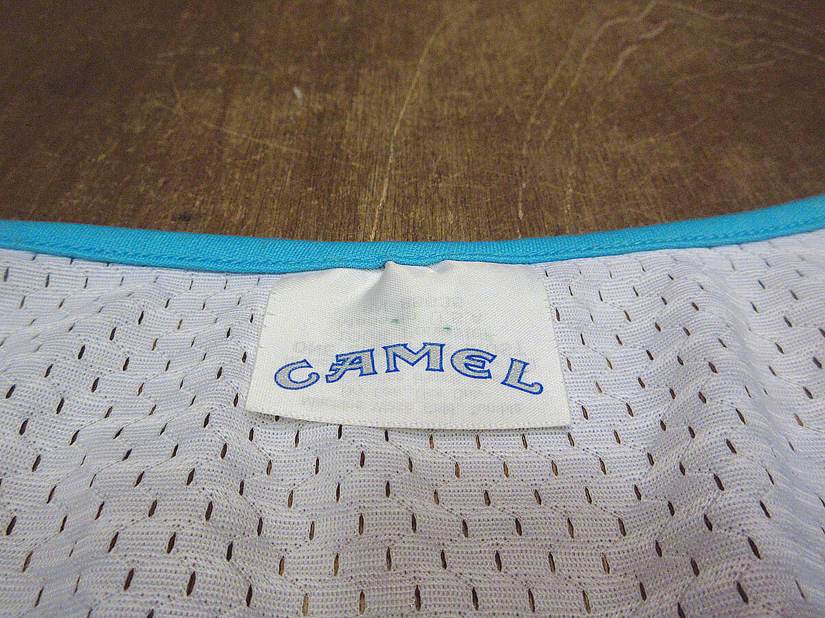 ビンテージ90's○CAMEL Joe's BEACHプリントタンクトップ白×水色○23060