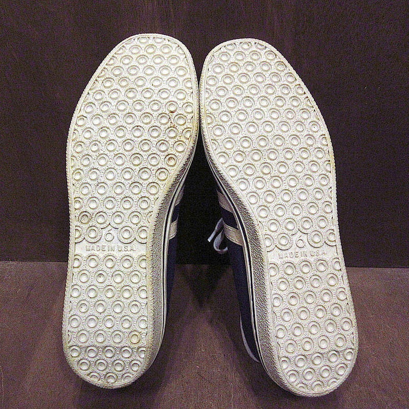 ビンテージ70's○DEADSTOCKレディース2本ラインキャンバススニーカー紺