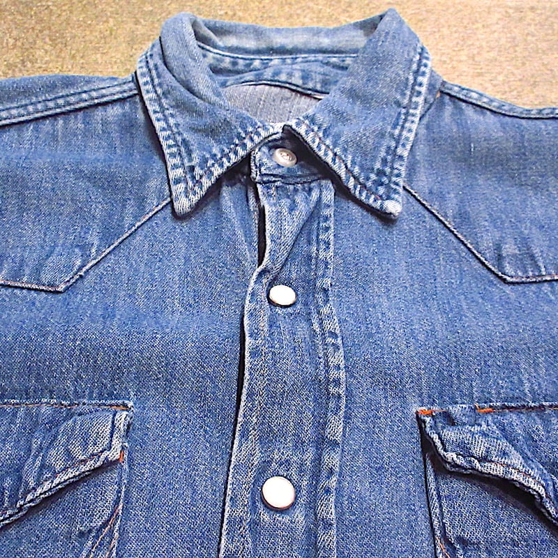 ビンテージ60's○Wrangler 27MWデニムウエスタンシャツsize 14 1/2-3