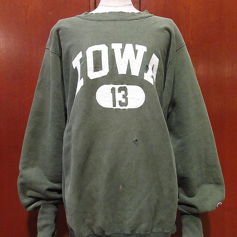 ビンテージ90's○Champion IOWAリバースウィーブスウェット緑size L ...