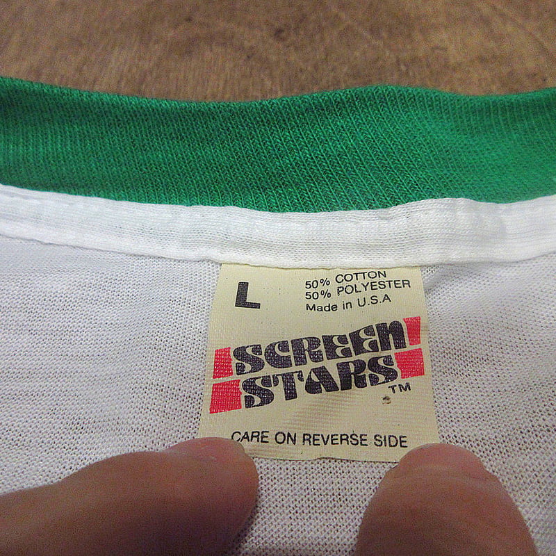 ビンテージ80's○DEADSTOCK NewportプリントリンガーTシャツsize