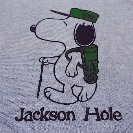 ビンテージ70's●DEADSTOCKキッズSNOOPY Jackson Hole Tシャツ水色size M(10-12)●230529c2-k-tsh 1970sスヌーピーデッドストック