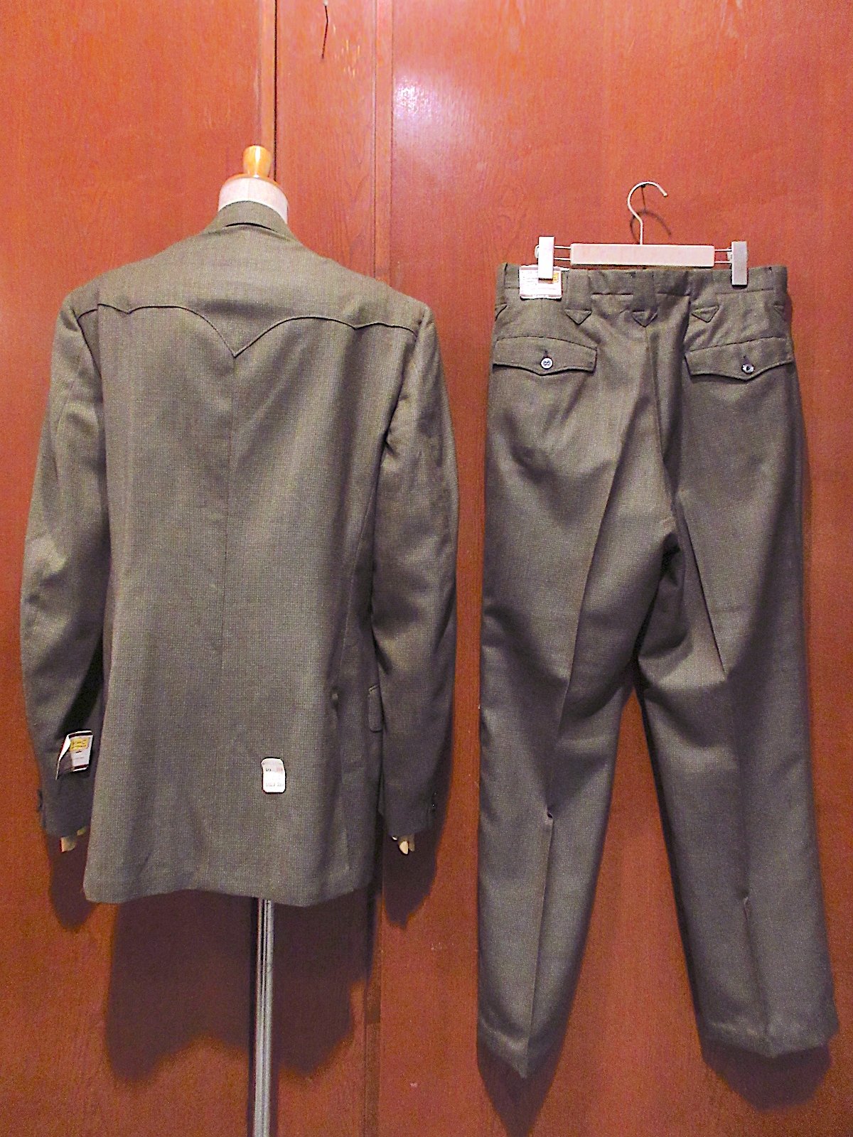 ビンテージ50s60's○DEADSTOCK H BAR Cウール3Bウエスタンスーツツー