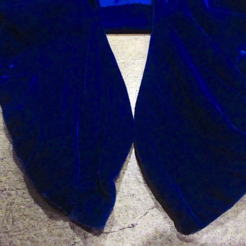 ビンテージ~40's○レディースベロアボレロ青○250614m6-w-cdg