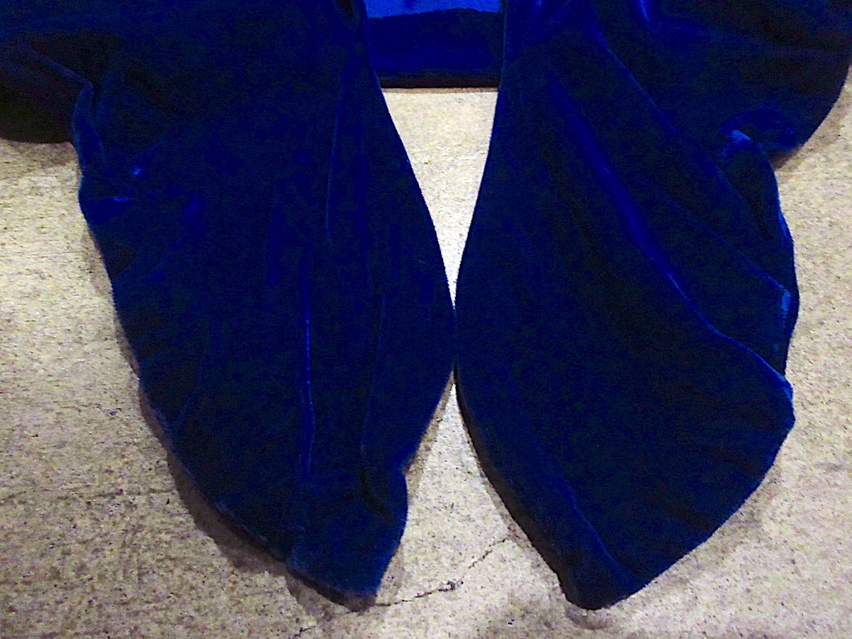 ビンテージ~40's○レディースベロアボレロ青○250614m6-w-cdg
