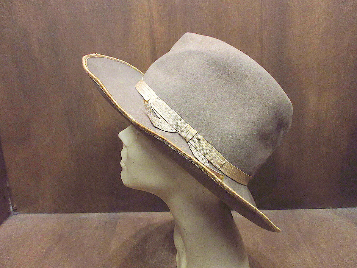 ビンテージ30's40's○MONTGOMERY WARDフェルトハットベージュsize 1-...