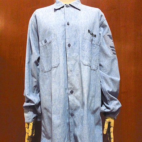1969製 ヴィンテージ US古着 アメリカ空軍 長袖シャツ L ネイビー 1969
