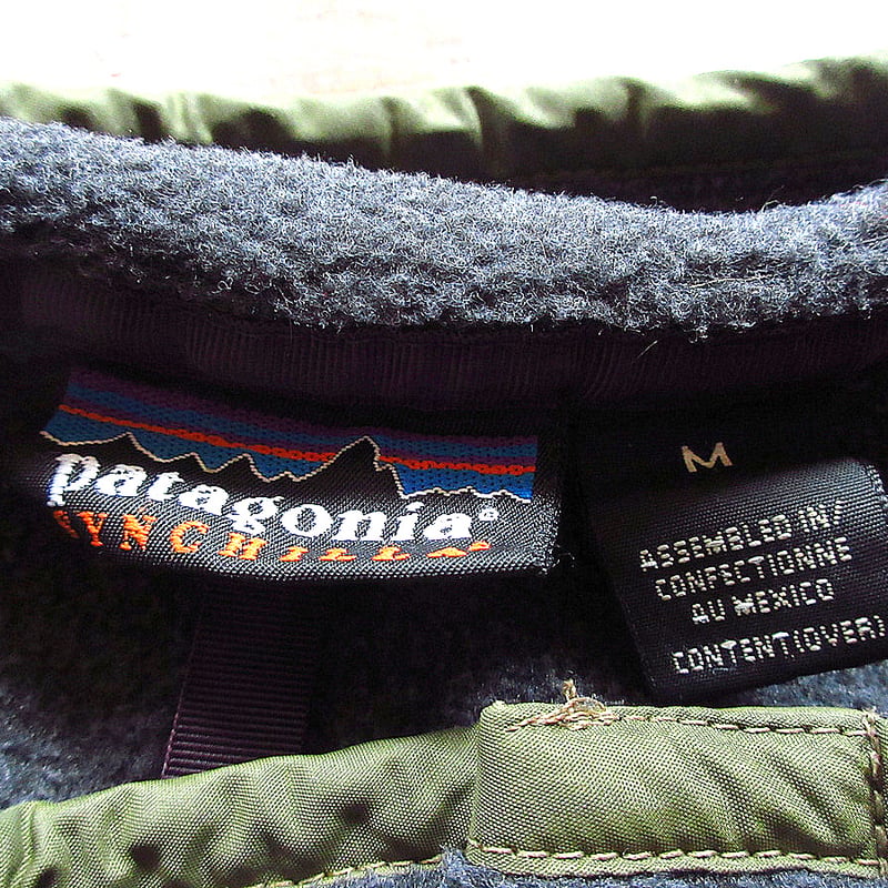 ビンテージ90's○Patagonia SYNCHILLAスナップTグレー×オリーブsize
