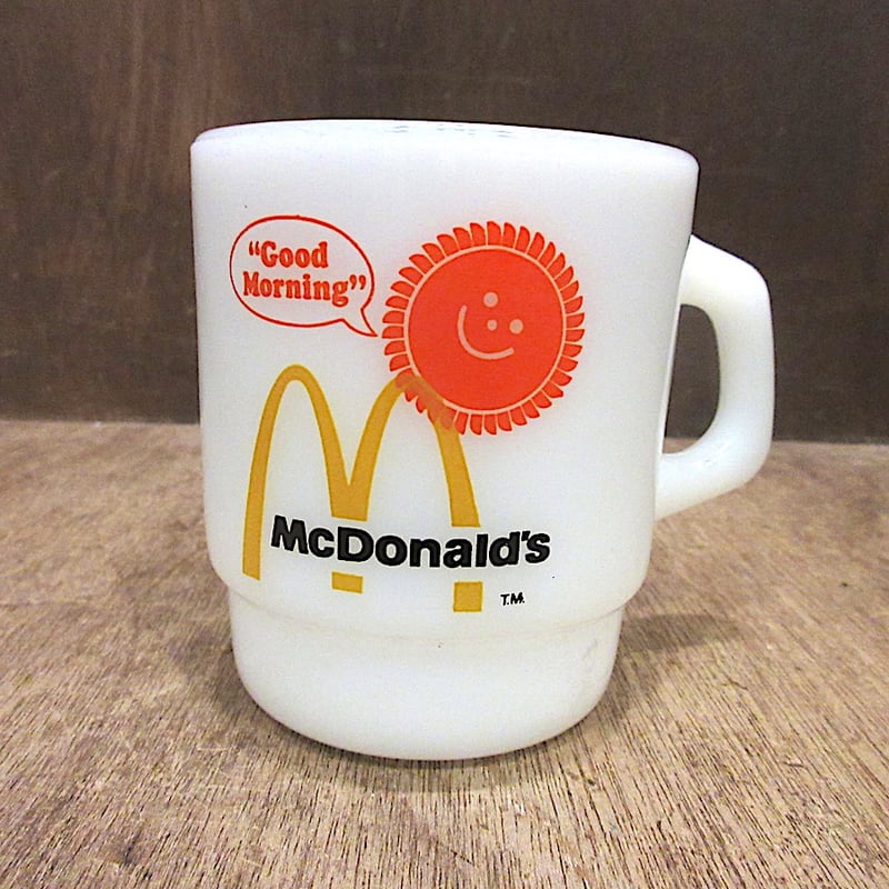 Fire king McDonald's Good Morning マグカップ ビンテージ○Fire King McDonald's Good Morningスタッキングマグ
