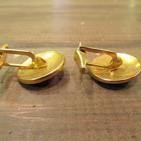 ビンテージ-60's●模様入りブラック×ゴールドカフリンクス●odst 50s1950s1960sカフスボタンメンズアクセサリー