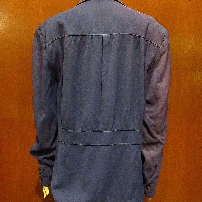50s ウールギャバジン ジャケット ナス紺 襤褸 L相当 Conmatic WEATHER CREST】50s ヴィンテージ ギャバジンジャケット ナス紺