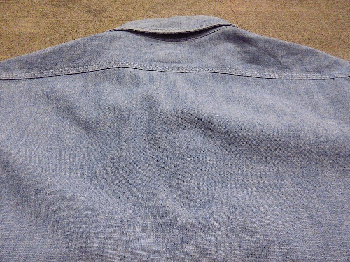 ビンテージ50s○PENNEY'Sマチ付きシャンブレーワークシャツ青 ビンテージ50s○PENNEY'Sマチ付きシャンブレーワークシャツ青