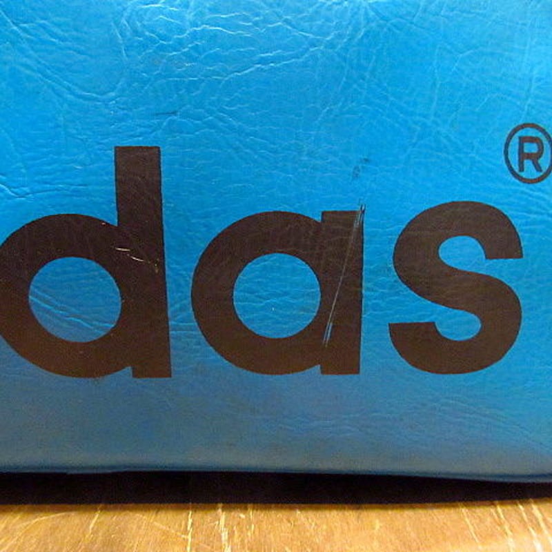 ビンテージ70's80's○adidasレザーショルダーバッグ青○200812n6-bag-s