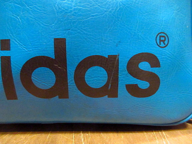 ビンテージ70's80's○adidasレザーショルダーバッグ青○200812n6