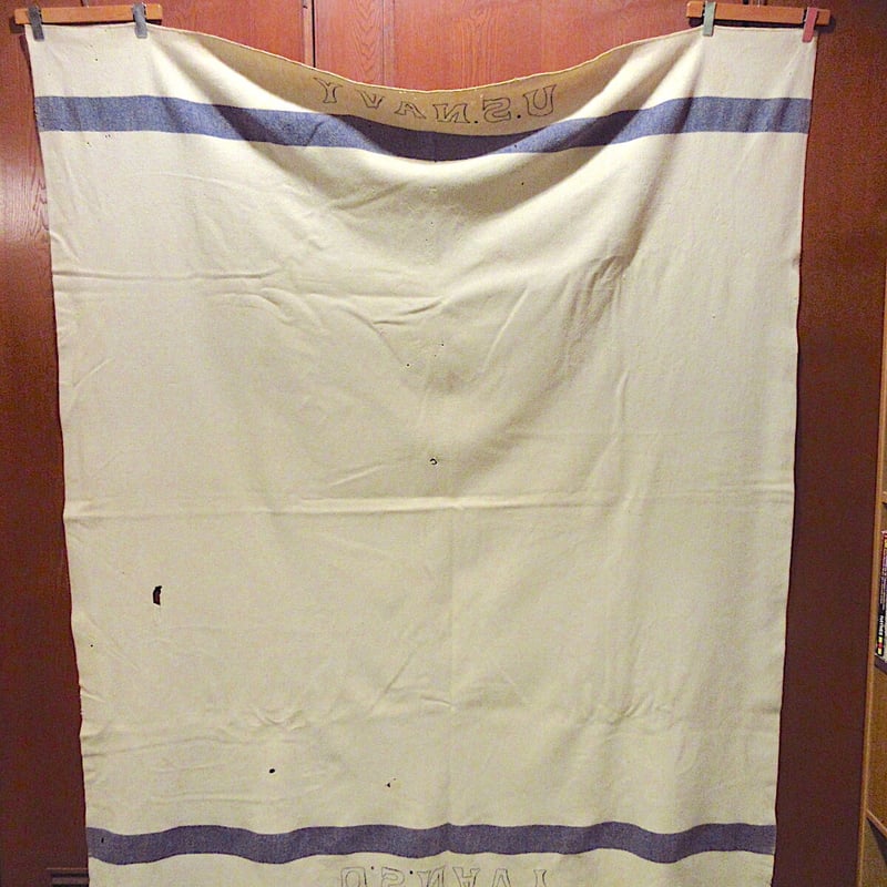 ビンテージ40's50's○U.S.NAVYウールブランケットsize 191cm×164cm