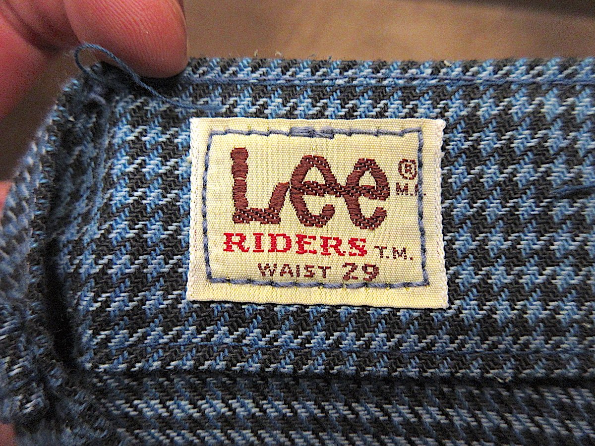 ビンテージ70's○Lee RIDERS千鳥格子ブーツカットパンツ表記W29 ビンテージ70's○Lee RIDERS千鳥格子ブーツカットパンツ表記W29