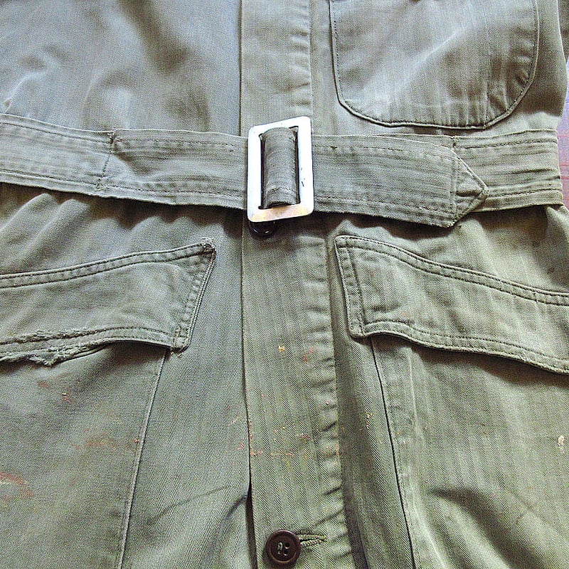 ビンテージ40's○ミリタリーHBTオールインワンオリーブグリーンsize S