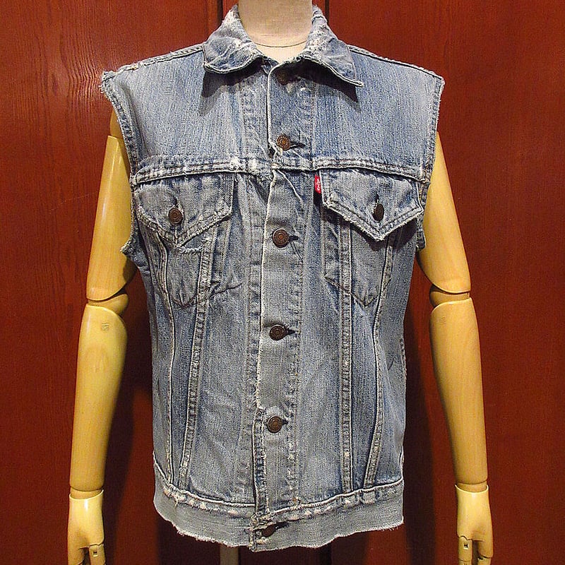 に*ー様 70s ビンテージ LEVI'S カットオフ 70505 ビンテージ70's○Levi's 70505デニムカットオフベスト○210529f6-m-vs