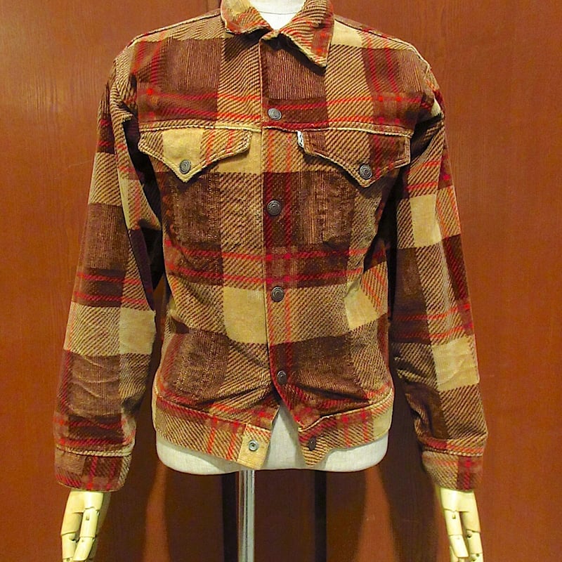 ビンテージ70's○Levi'sチェックコーデュロイジャケット○221209r4-m
