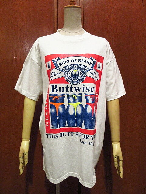 ビンテージ90's○DEADSTOCK ButtwiserパロディプリントTシャツsize L