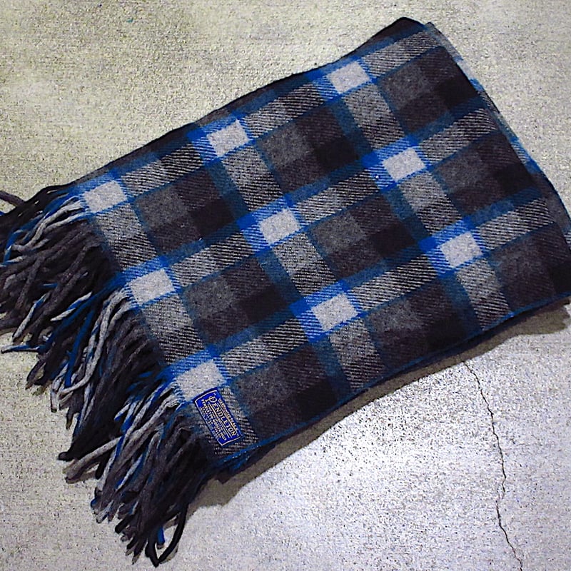 ビンテージ30's○PENDLETONチェックウールブランケット約192cm×約174cm