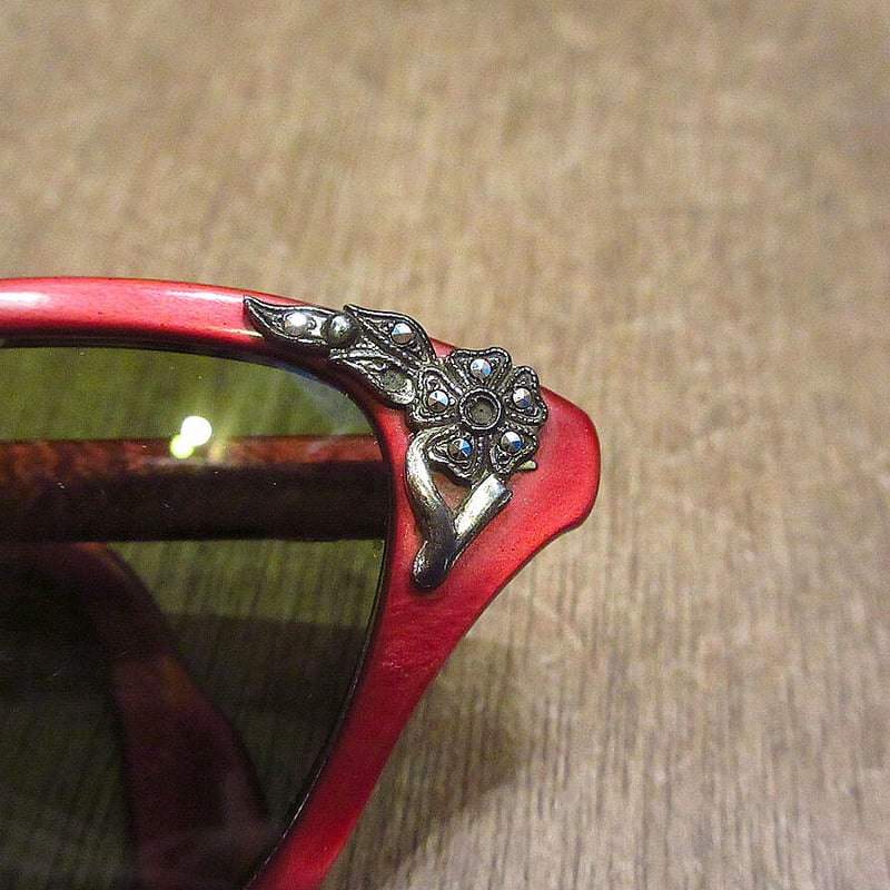 ビンテージ60's○B&Lキャッツアイサングラス赤○220719i4-eygls ビンテージ60's○B&Lキャッツアイサングラス赤○220719i4-eygls
