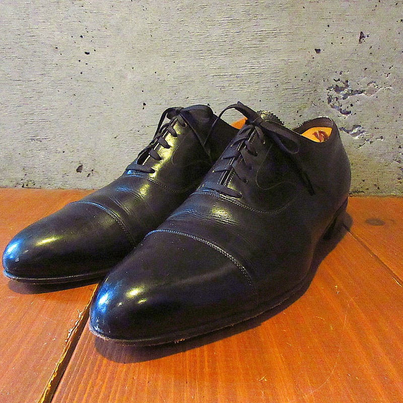 ビンテージ60's○FLORSHEIM内羽根式ストレートチップシューズ黒size 9