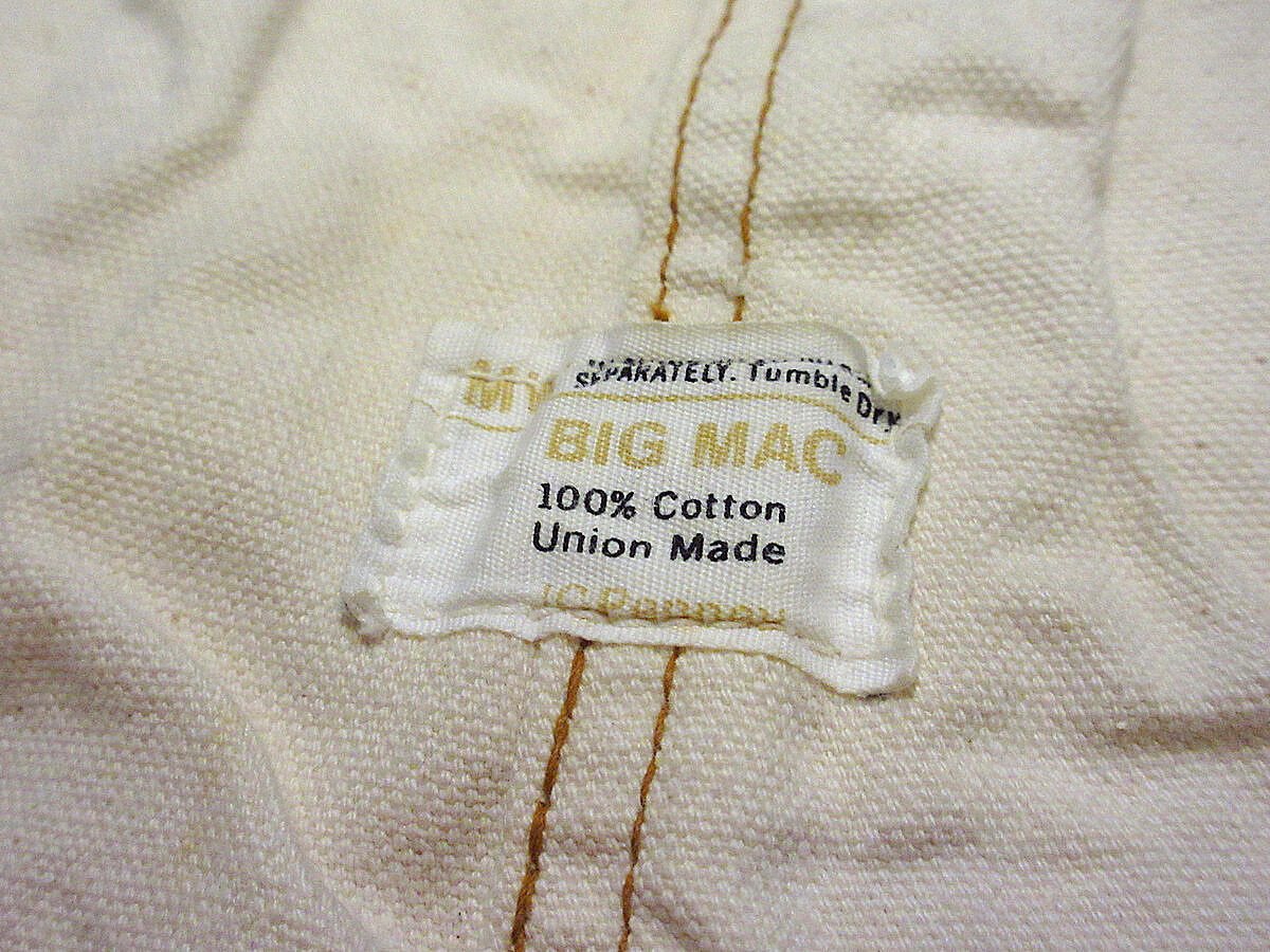 ビンテージ70's○BIG MACエプロン付きダブルニー生成りオーバーオール