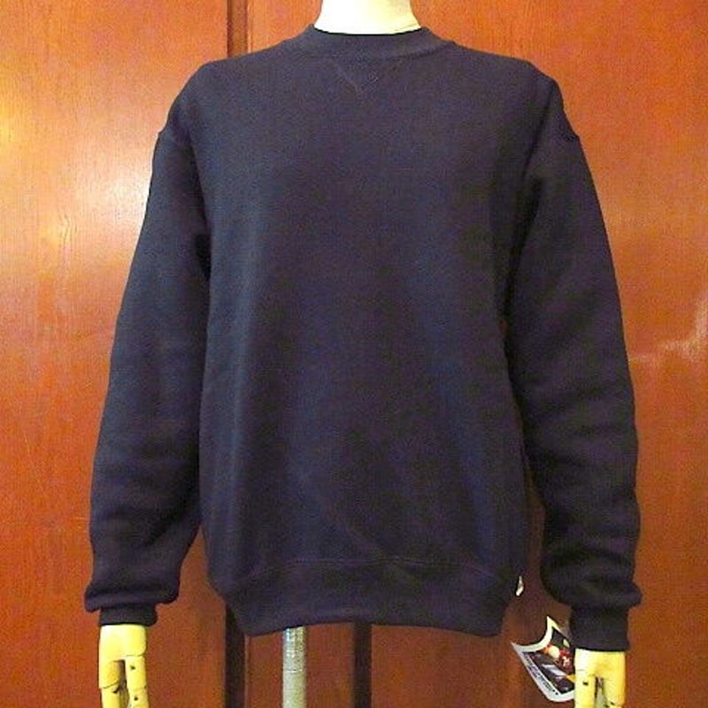 ビンテージ90's○DEADSTOCK RUSSELL裏起毛前Vスウェット黒size