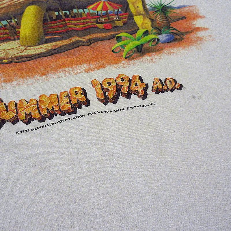 ビンテージ90's○McDonald × THE FLiNTSTONESプリントTシャツ白si