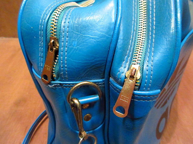 ビンテージ70's80's○adidasレザーショルダーバッグ青○200812n6-bag-s