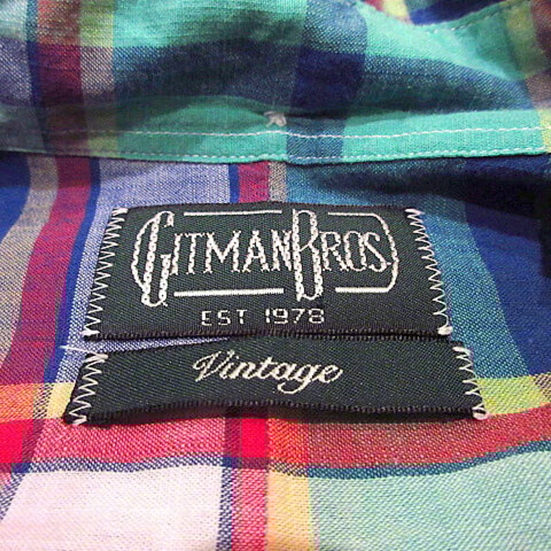 GITMAN BROSマドラスチェックボタンダウン長袖シャツsize XL GITMAN BROSマドラスチェックボタンダウン長袖シャツsize XL