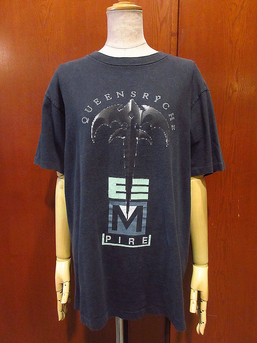 希少 90s 当時物 QUEENSRYCHE ヴィンテージ バンドTシャツ L ビンテージ90's○QUEENSRYCHE 1991年ツアーTシャツ黒size L○24080