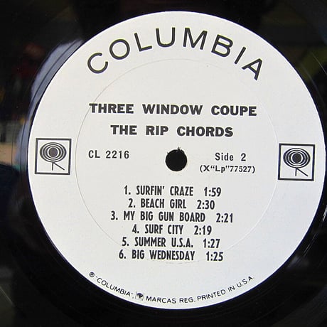 THE RIP CHORDS●THREE WINDOW COUPE COLUMBIA CL 2216●210806t1-rcd-12-rkレコード米盤US盤米LPオリジナルモノmonoサーフロック