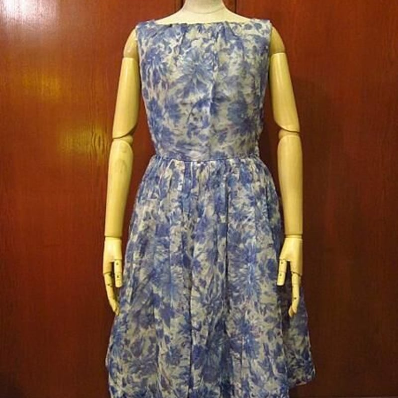 希少1950s1950年代花柄ノースリーブワンピース_7 ビンテージ40's50's