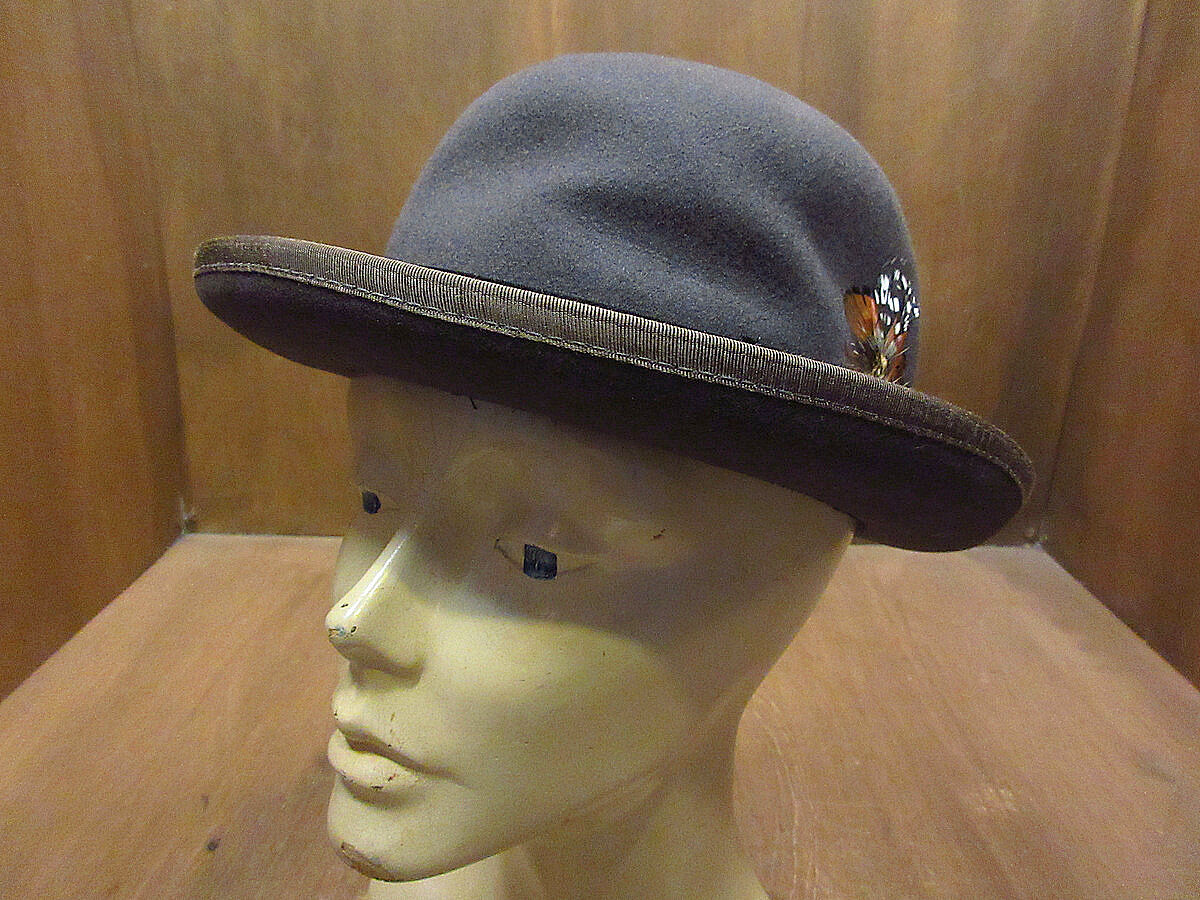 ビンテージ○STACY ADAMSボーラーハットグレーS○210818i3-m-ht-flt