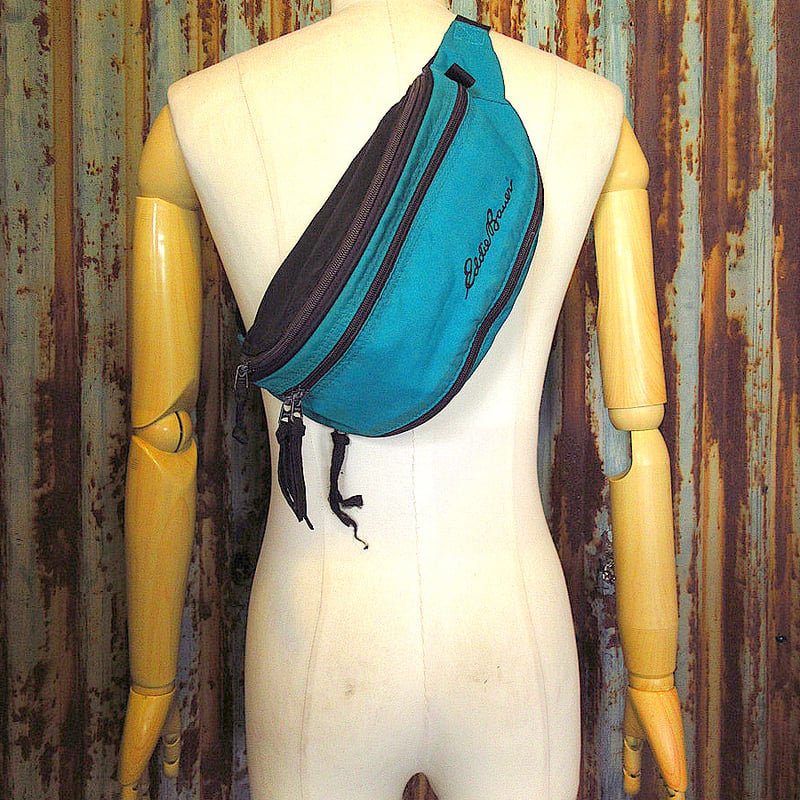 ビンテージ90's○Eddie Bauerナイロンファニーパック緑○240907k5-bag-