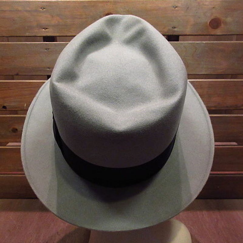 ビンテージ50's○箱付きDobbs BASKINフェドラハットグレー7 1/4○200607