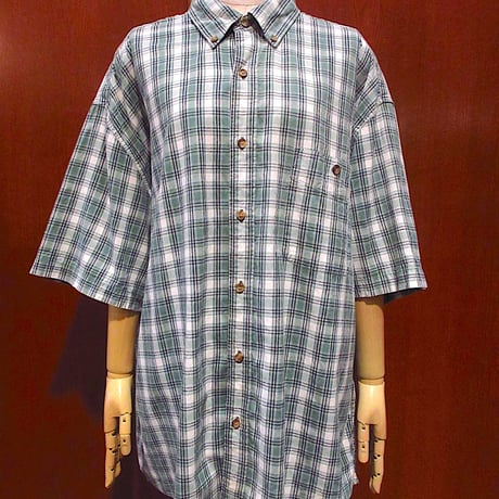 ビンテージ90's●Eddie Bauerチェックボタンダウン半袖シャツsize XL●240422m4-m-sssh-drsアウトドアトップスメンズ古着
