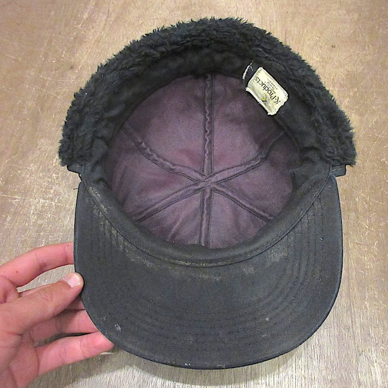 ビンテージ70's80's○JOHN DEERE耳当て付きキャップ黒size 6 7/8 - 7 1