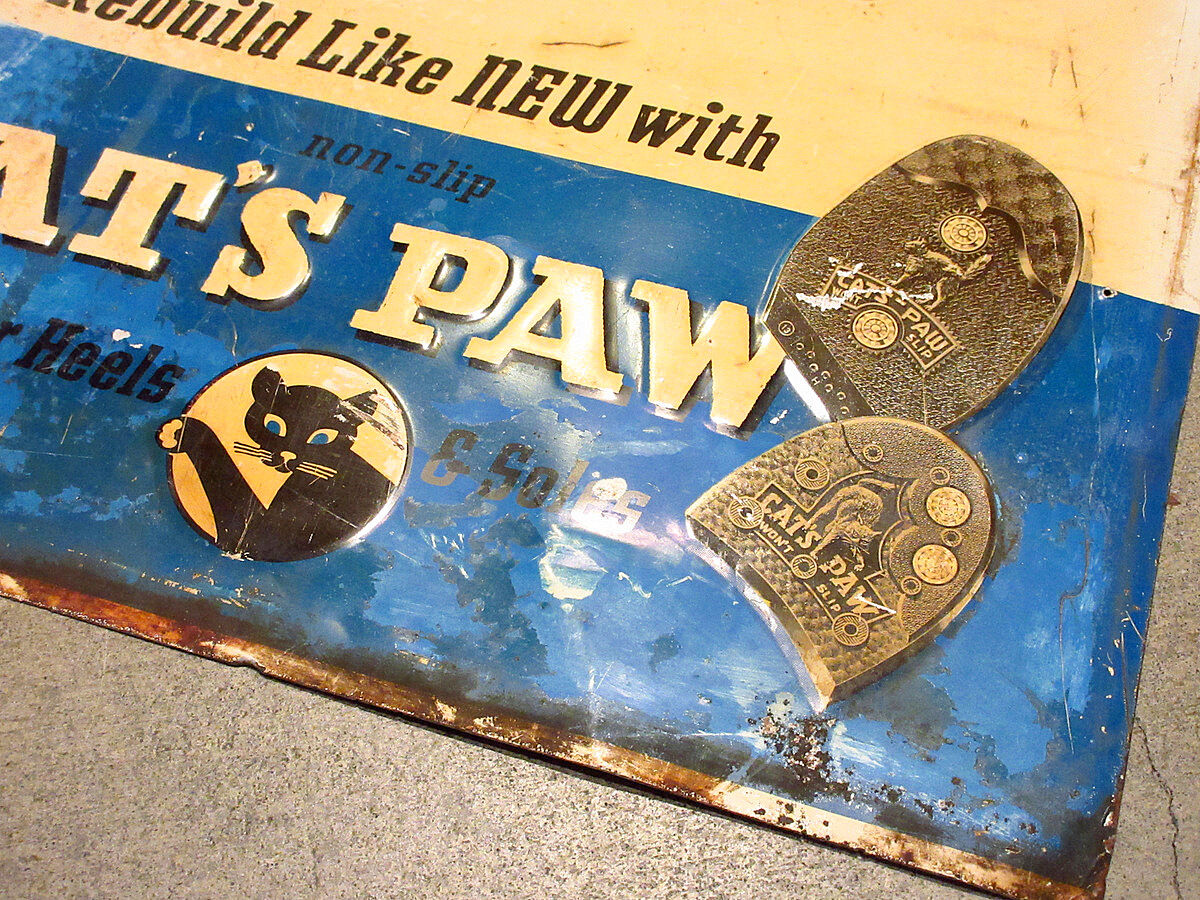 ビンテージ40's○CAT'S PAW アドバタイジングメタルサイン○210402s8