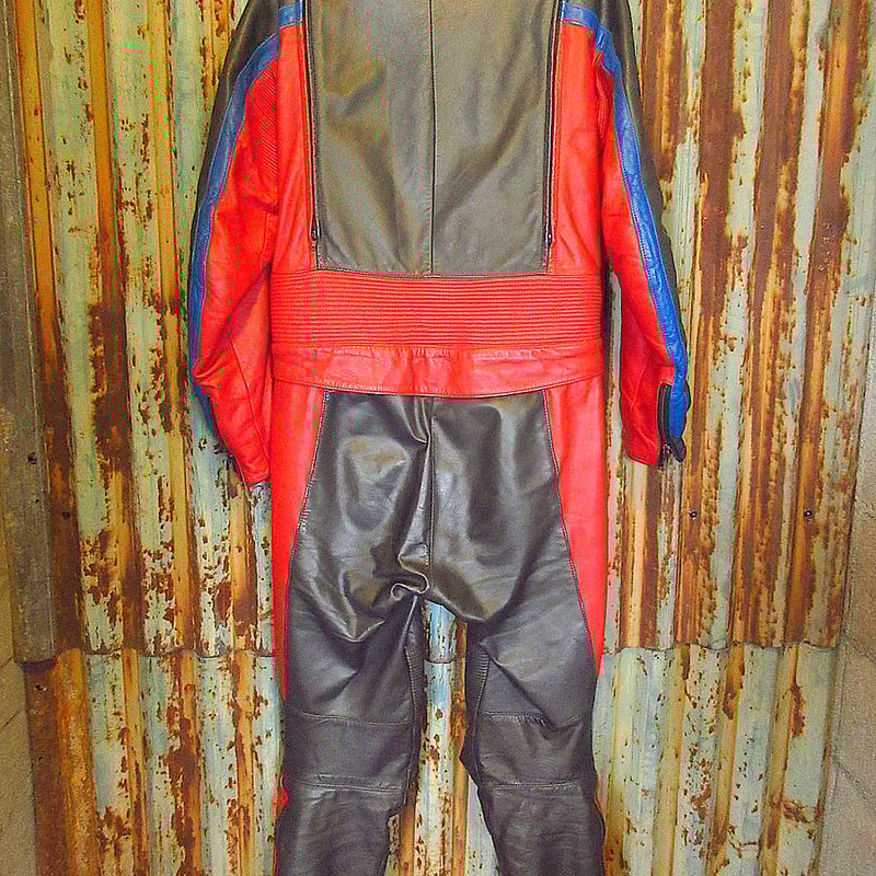 ビンテージ80's○BMWレザーレーシングスーツ黒×赤×青size L ビンテージ80's○BMWレザーレーシングスーツ黒×赤×青size L