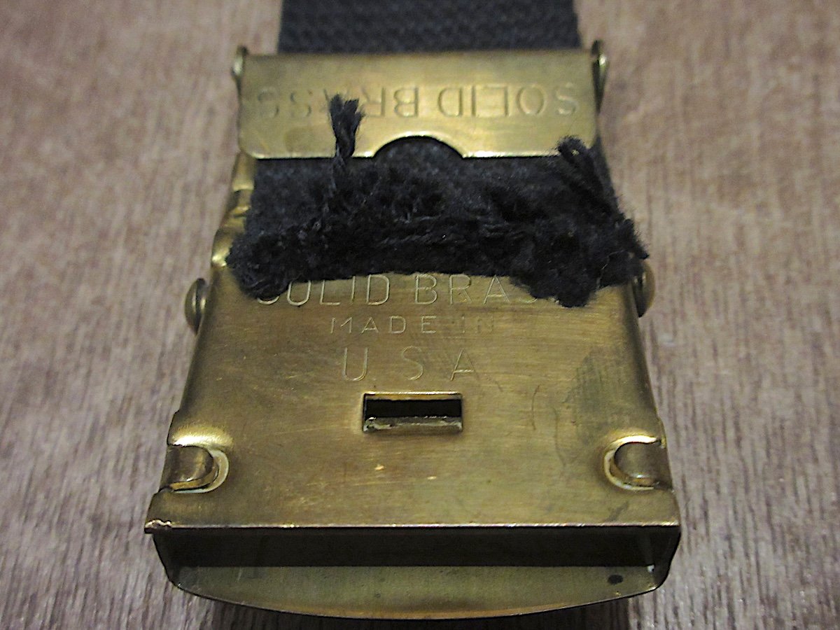 ビンテージ40's○ブラスバックルガチャベルト黒○250608z4-blt