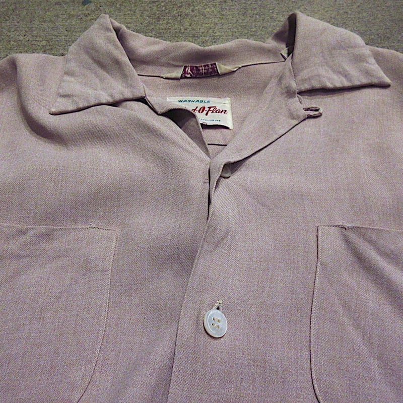 ビンテージ40's50's○Stradivariレーヨン長袖ループカラーシャツ